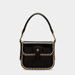 Beckett Crossbody Bag in Black Leather With Studs