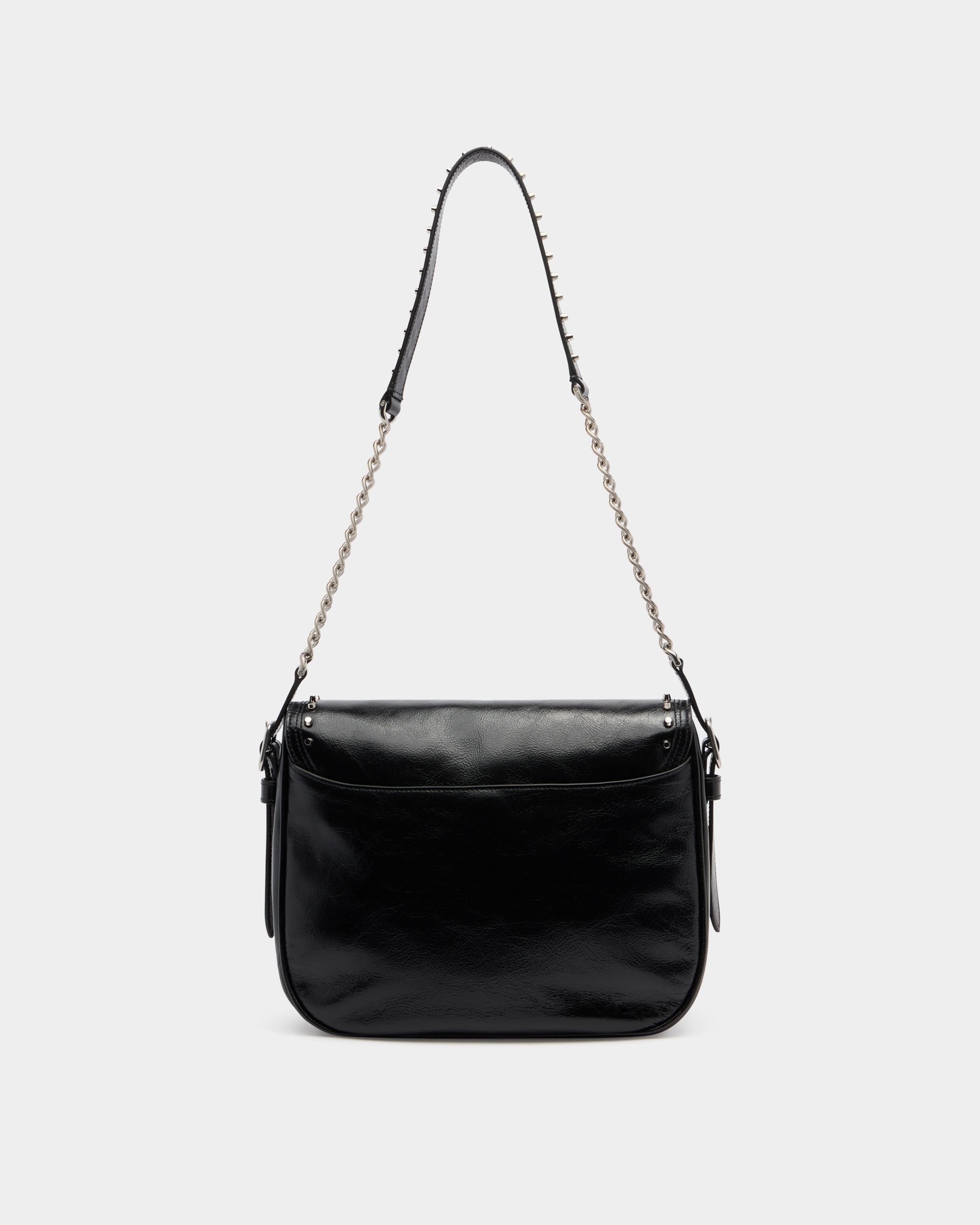 Beckett Soft Crossbody Bag in Black Leather With a Bally Pin and Studs - Image 3