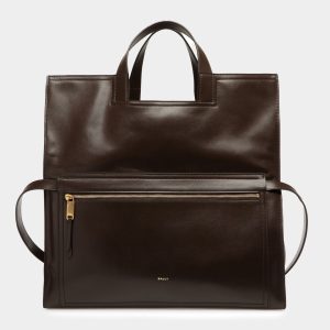 Easy Bally Foldable Tote in Ebano Leather