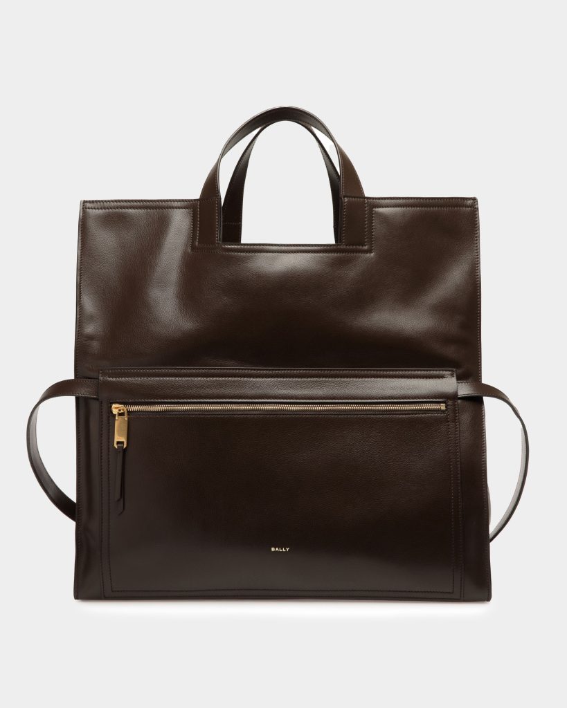 Easy Bally Foldable Tote in Ebano Leather