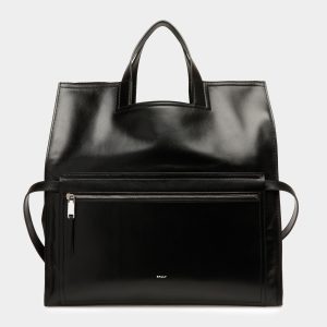 Easy Bally Foldable Tote in Black Leather