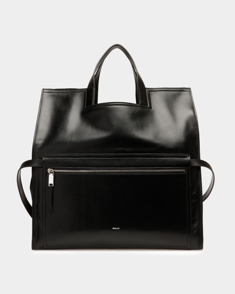 Easy Bally Foldable Tote in Black Leather