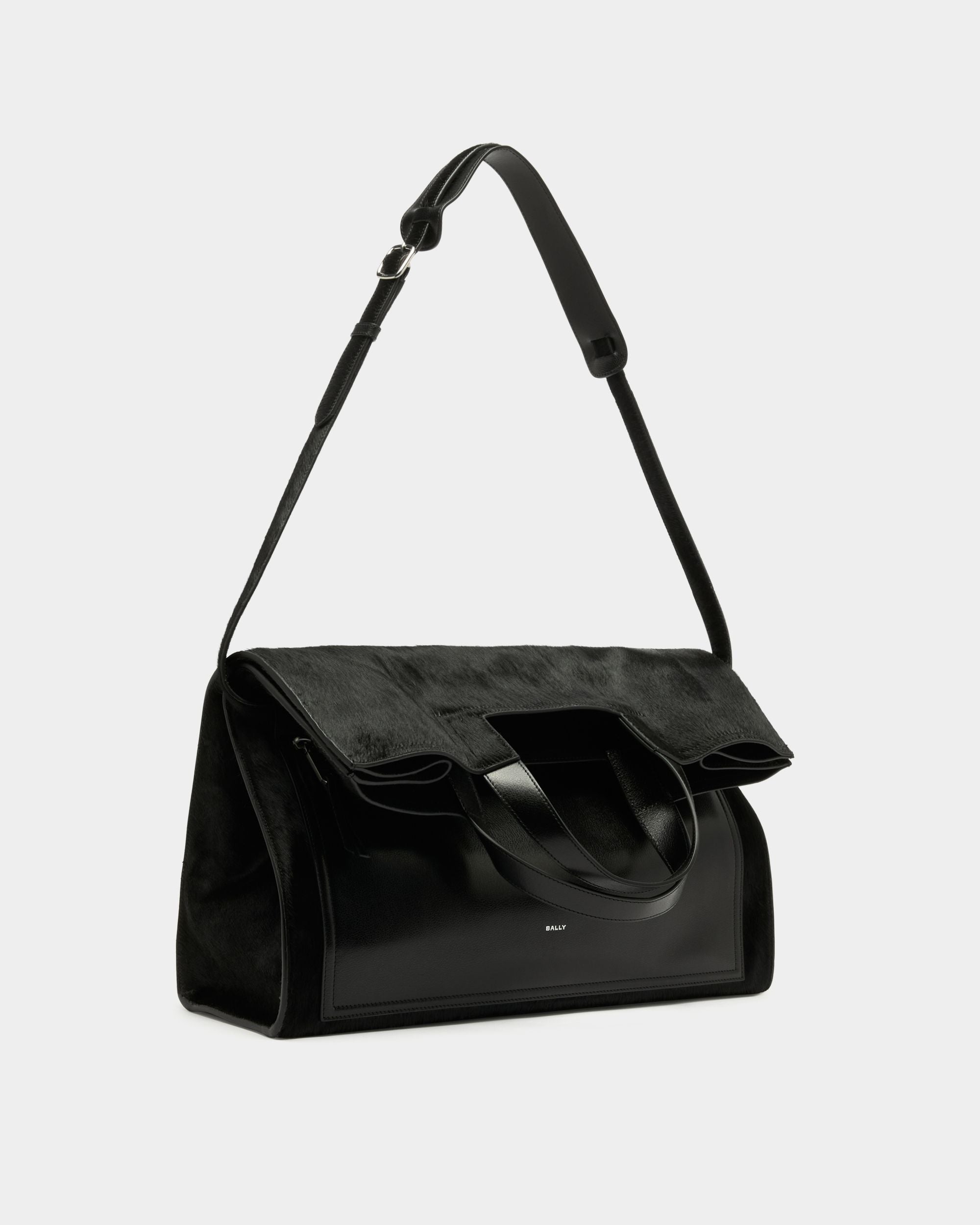 Easy Bally Foldable Tote in Black Pony Hair - Image 2