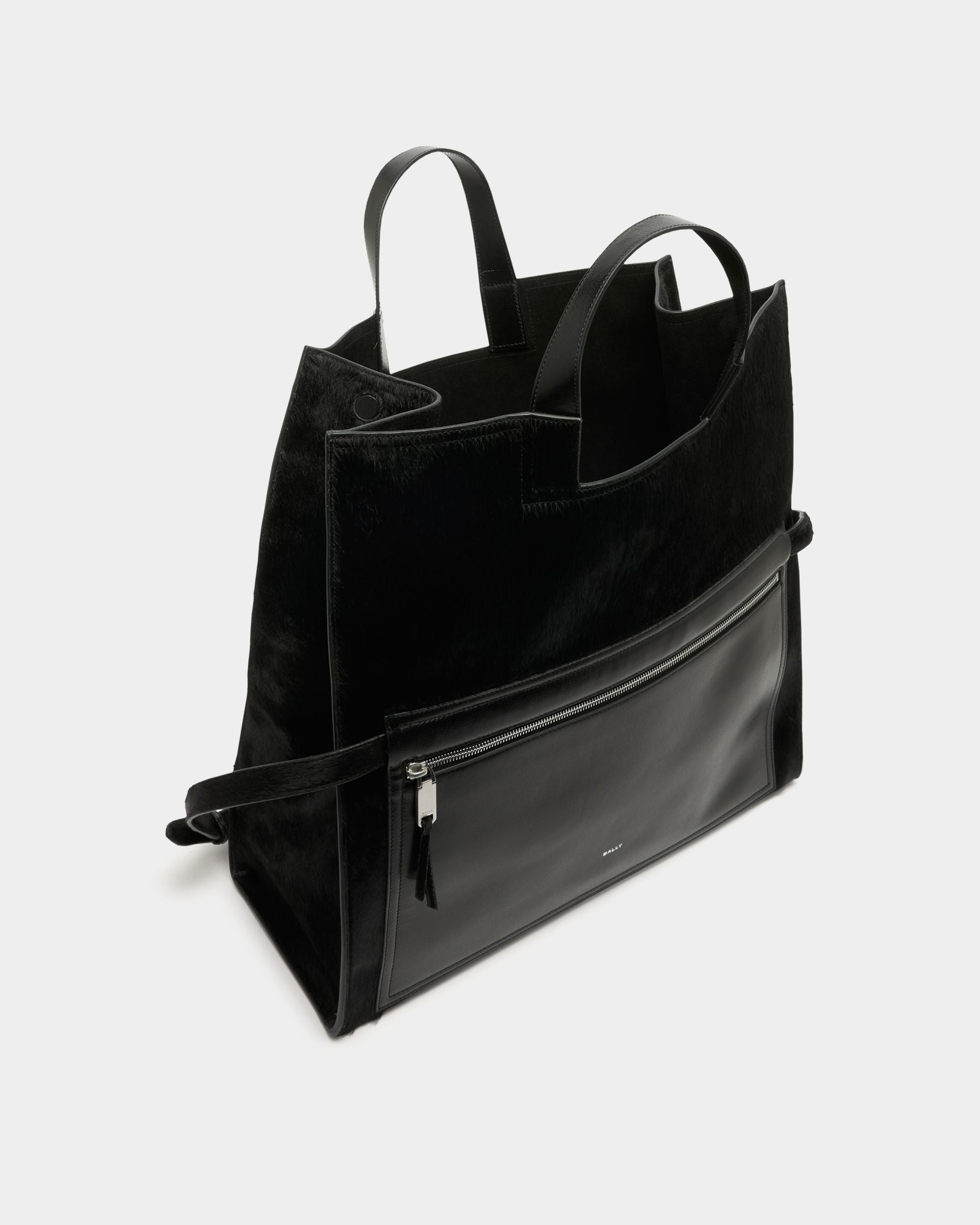 Easy Bally Foldable Tote in Black Pony Hair - Image 3