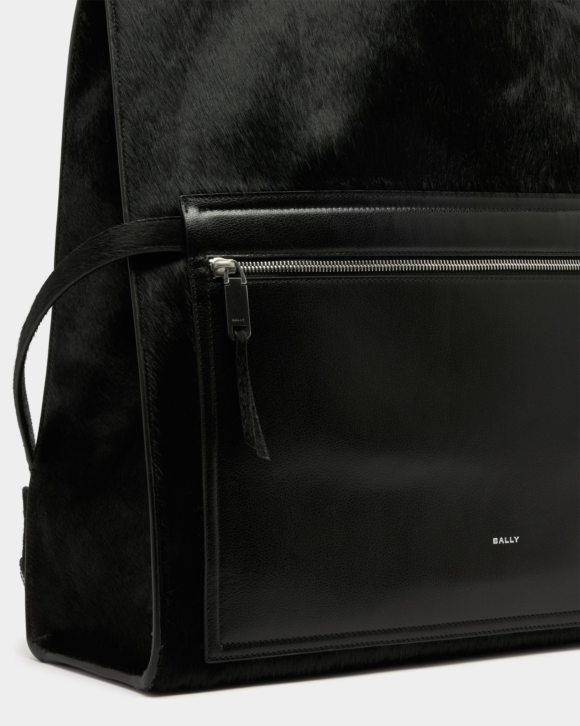 Easy Bally Foldable Tote in Black Pony Hair - Image 4