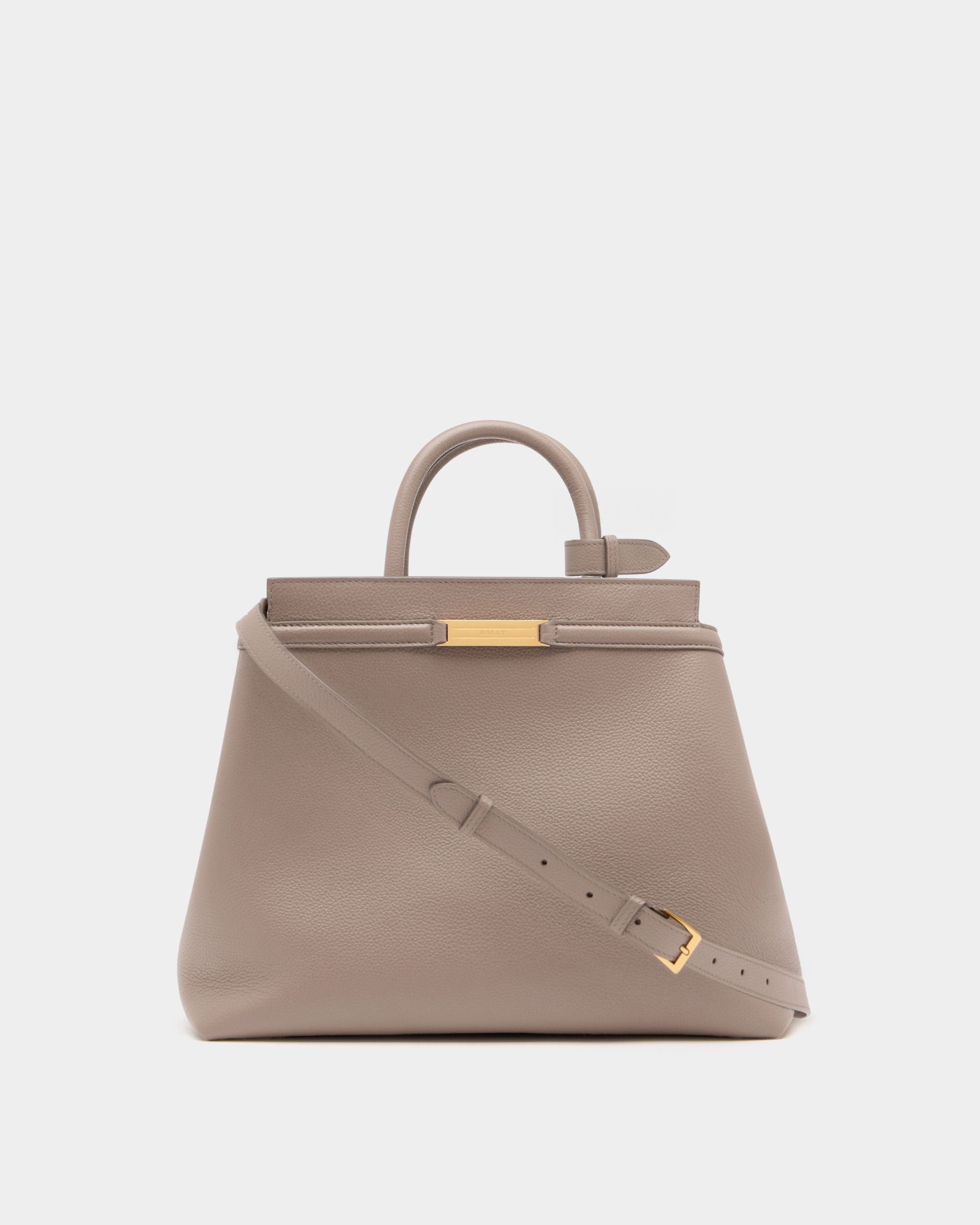 Deco Tote Bag in Taupe Grained Leather
