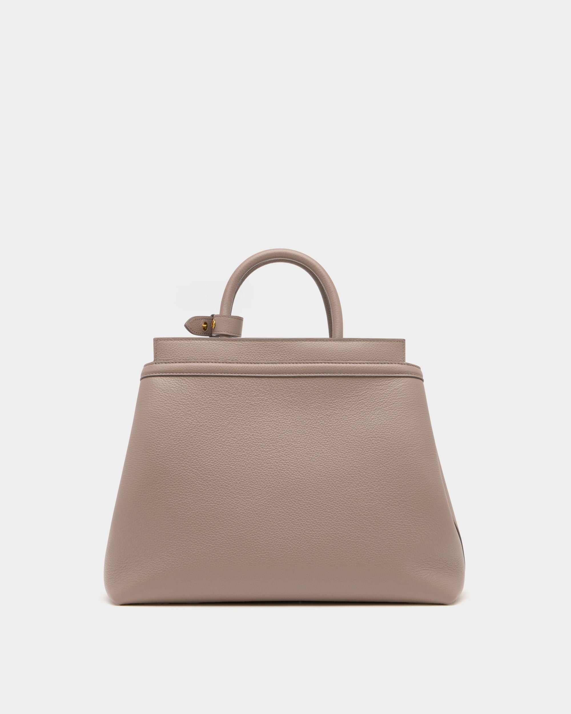Deco Tote Bag in Taupe Grained Leather - Image 3