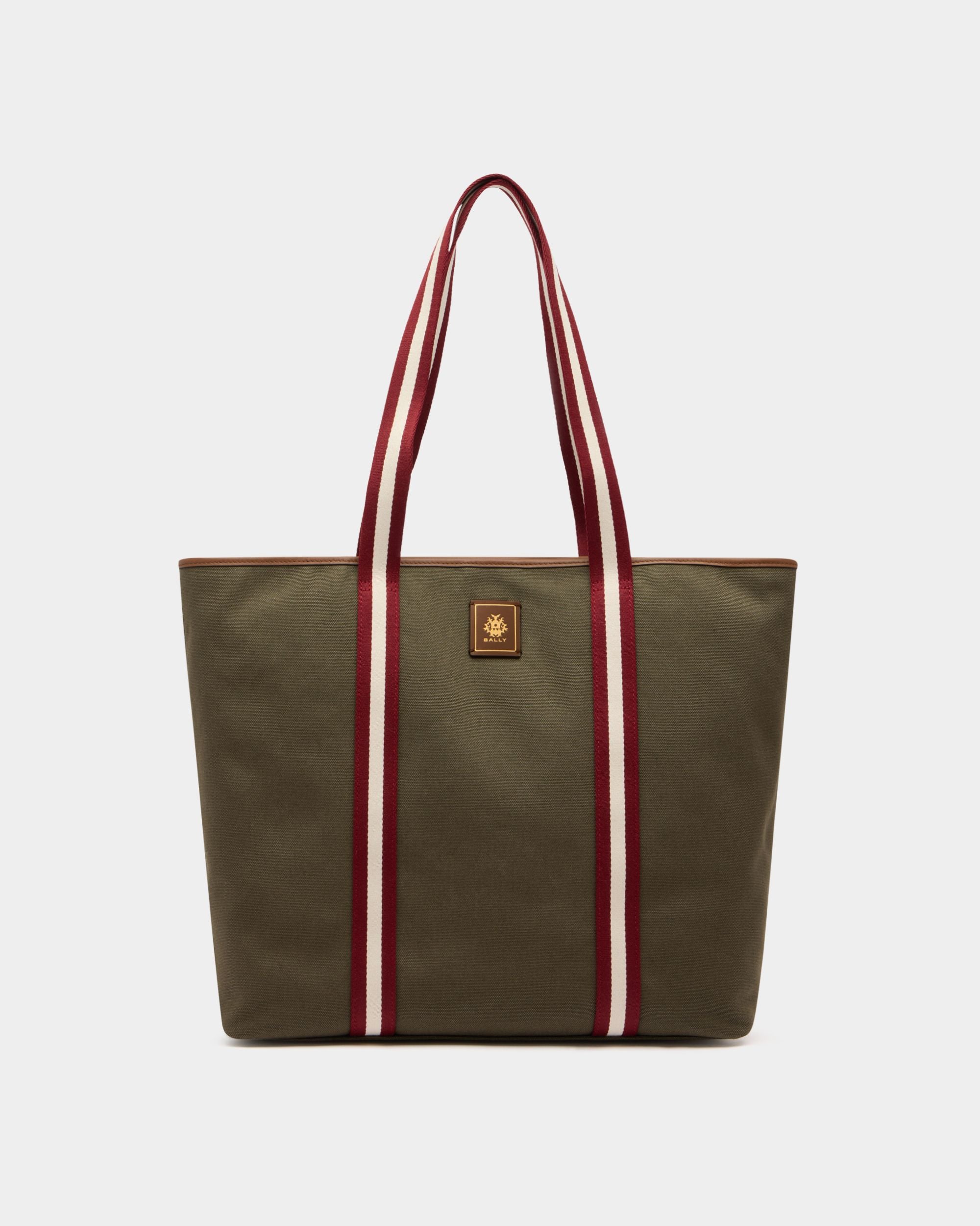 Edelbliss Tote Bag in Military Green Canvas with Bally Ribbon
