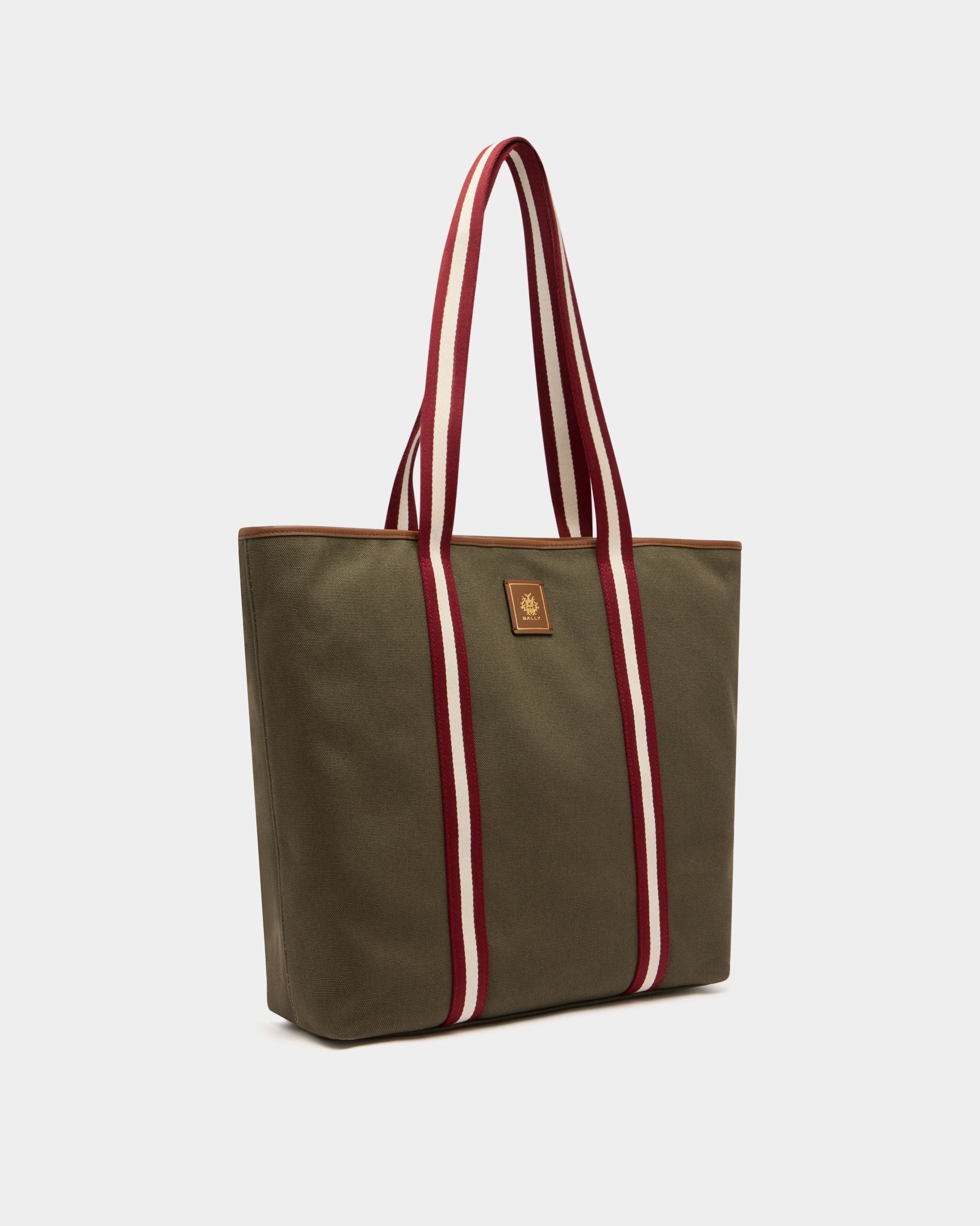 Edelbliss Tote Bag in Military Green Canvas with Bally Ribbon - Image 4