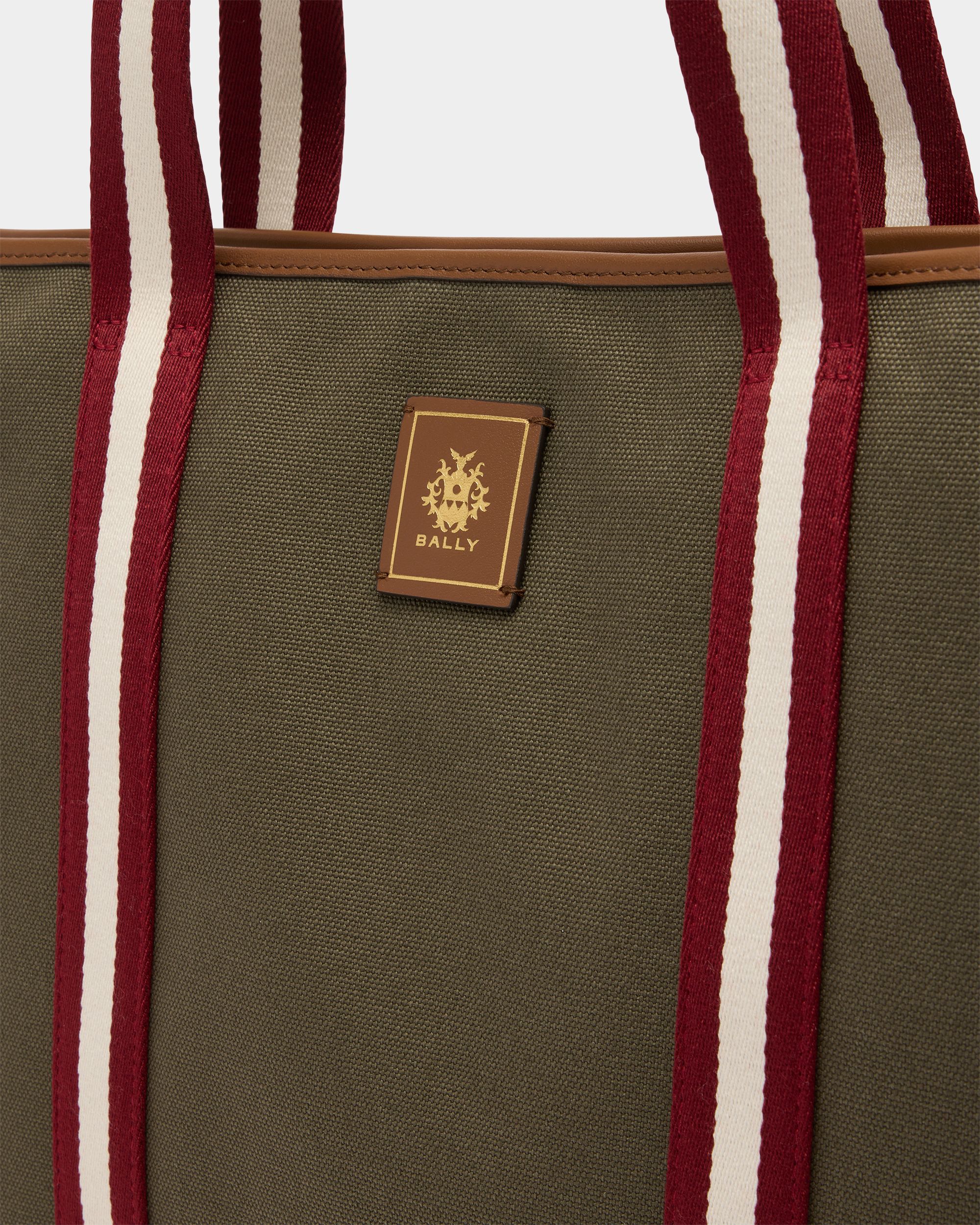 Edelbliss Tote Bag in Military Green Canvas with Bally Ribbon - Image 6