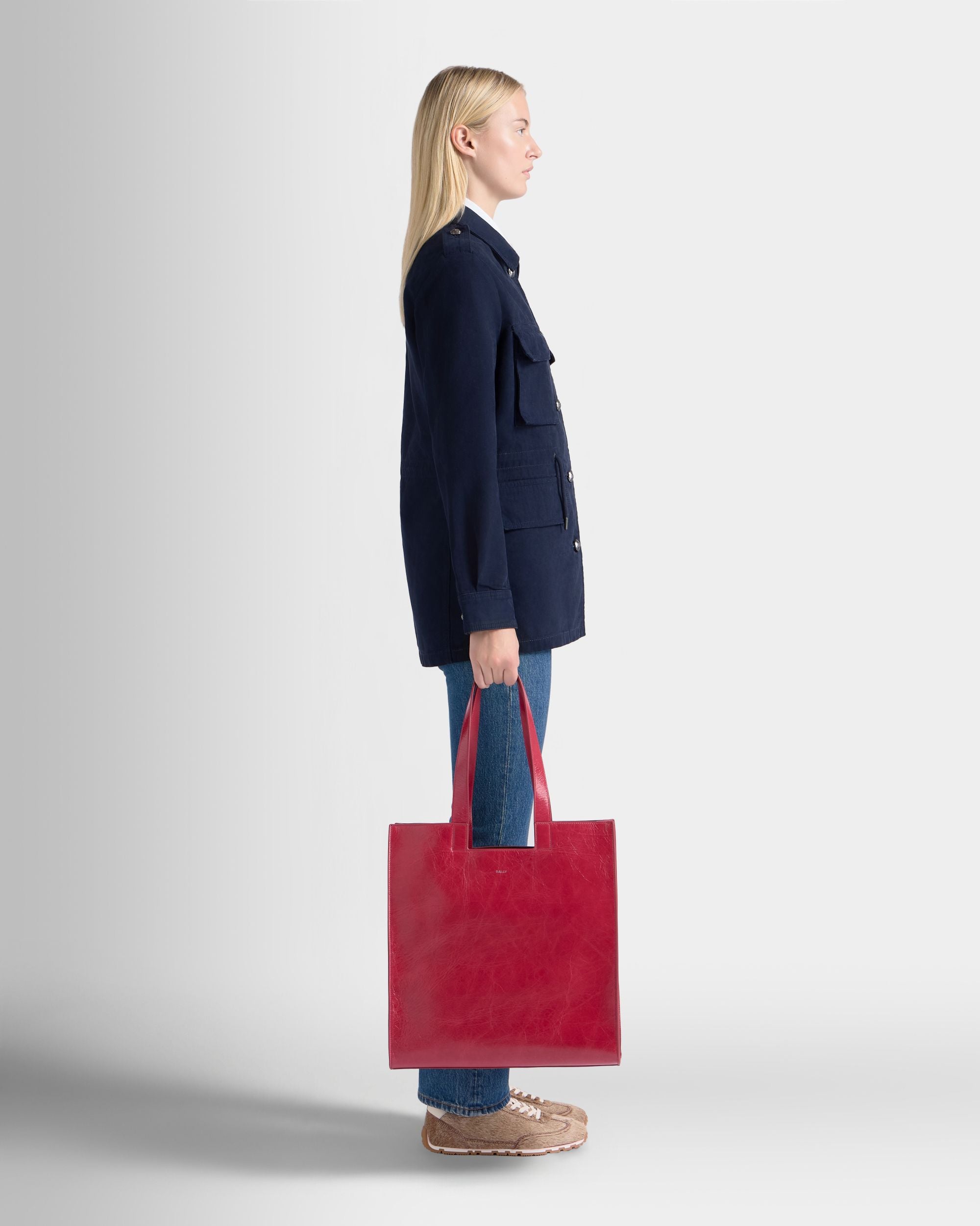 Easy Bally Tote Bag in Red Leather - Image 2