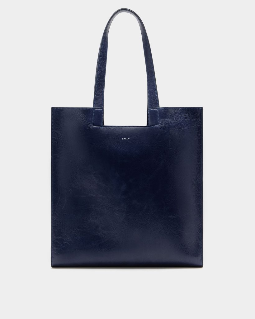 Easy Bally Tote Bag in Navy Blue Leather