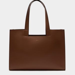 Easy Bally Tote Bag in Brown Leather