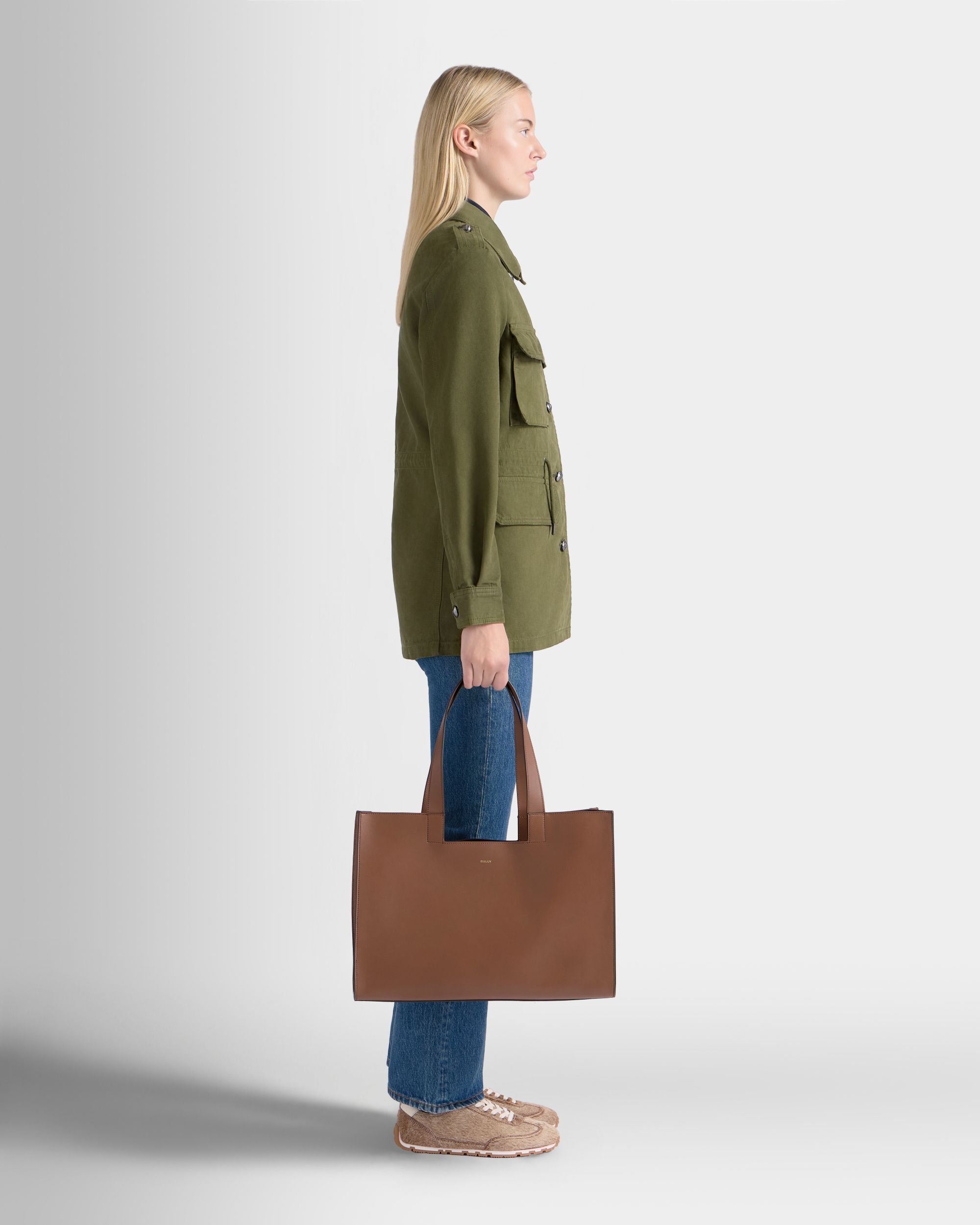 Easy Bally Tote Bag in Brown Leather - Image 2