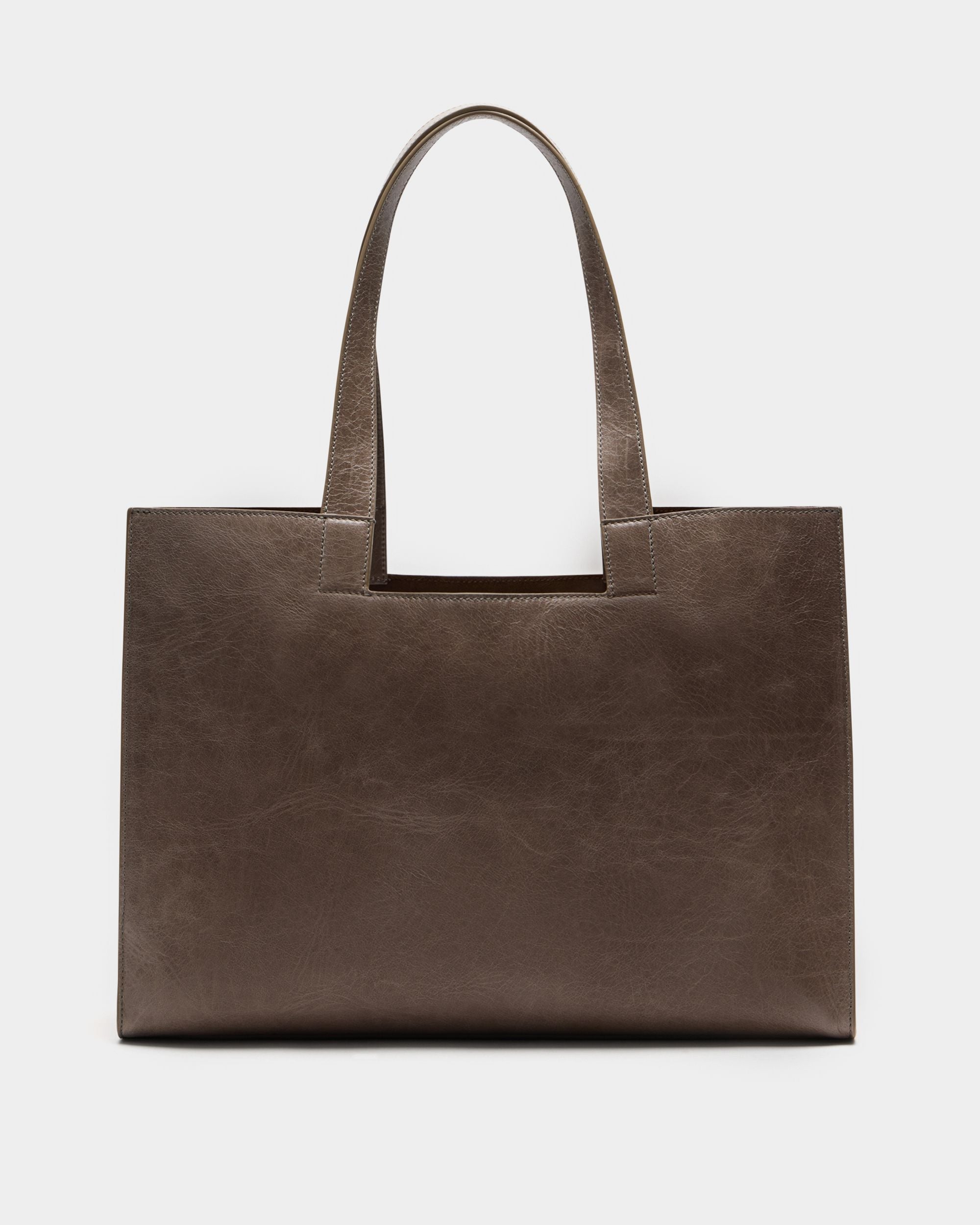 Easy Bally Tote Bag in Taupe Leather - Image 3