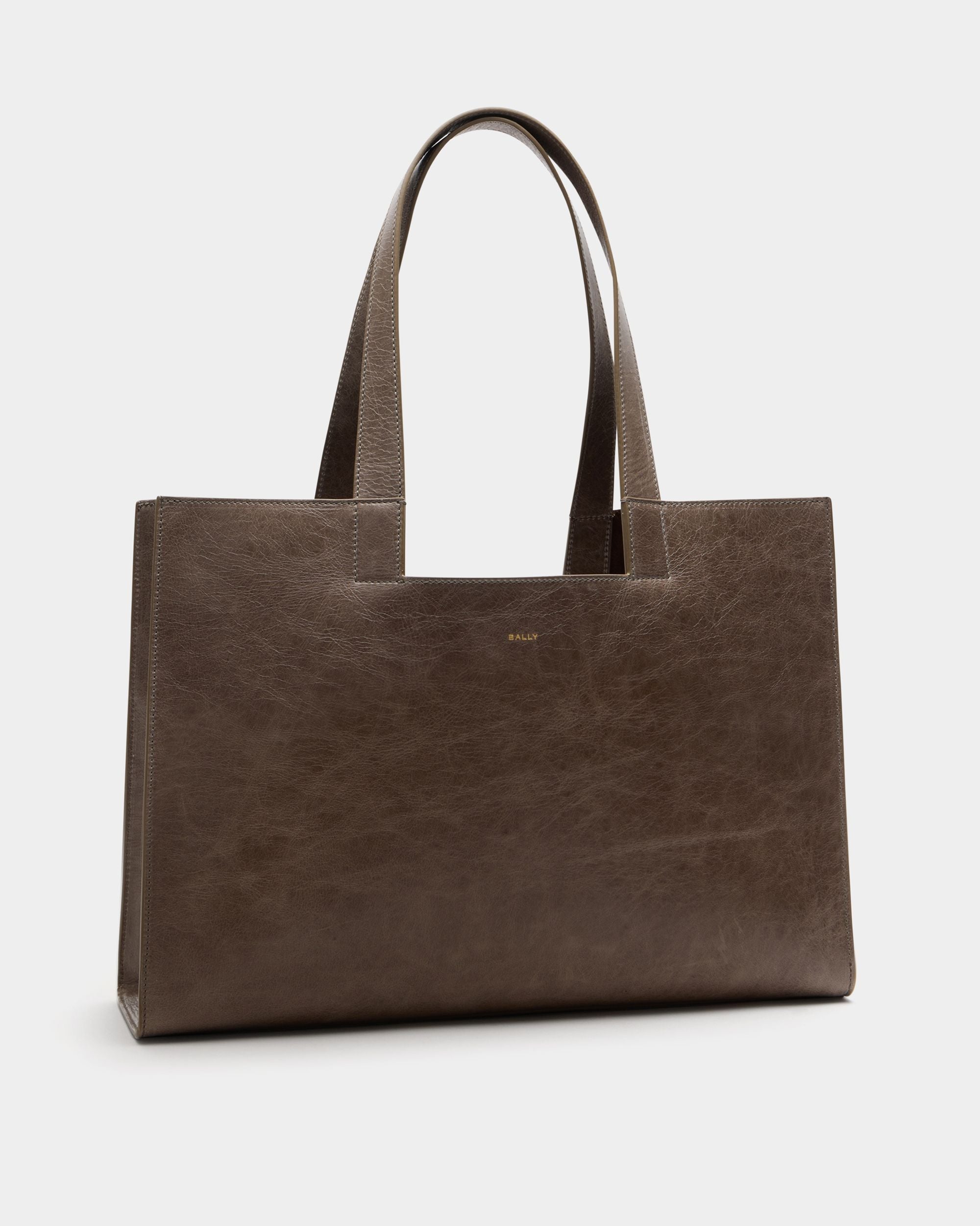 Easy Bally Tote Bag in Taupe Leather - Image 4