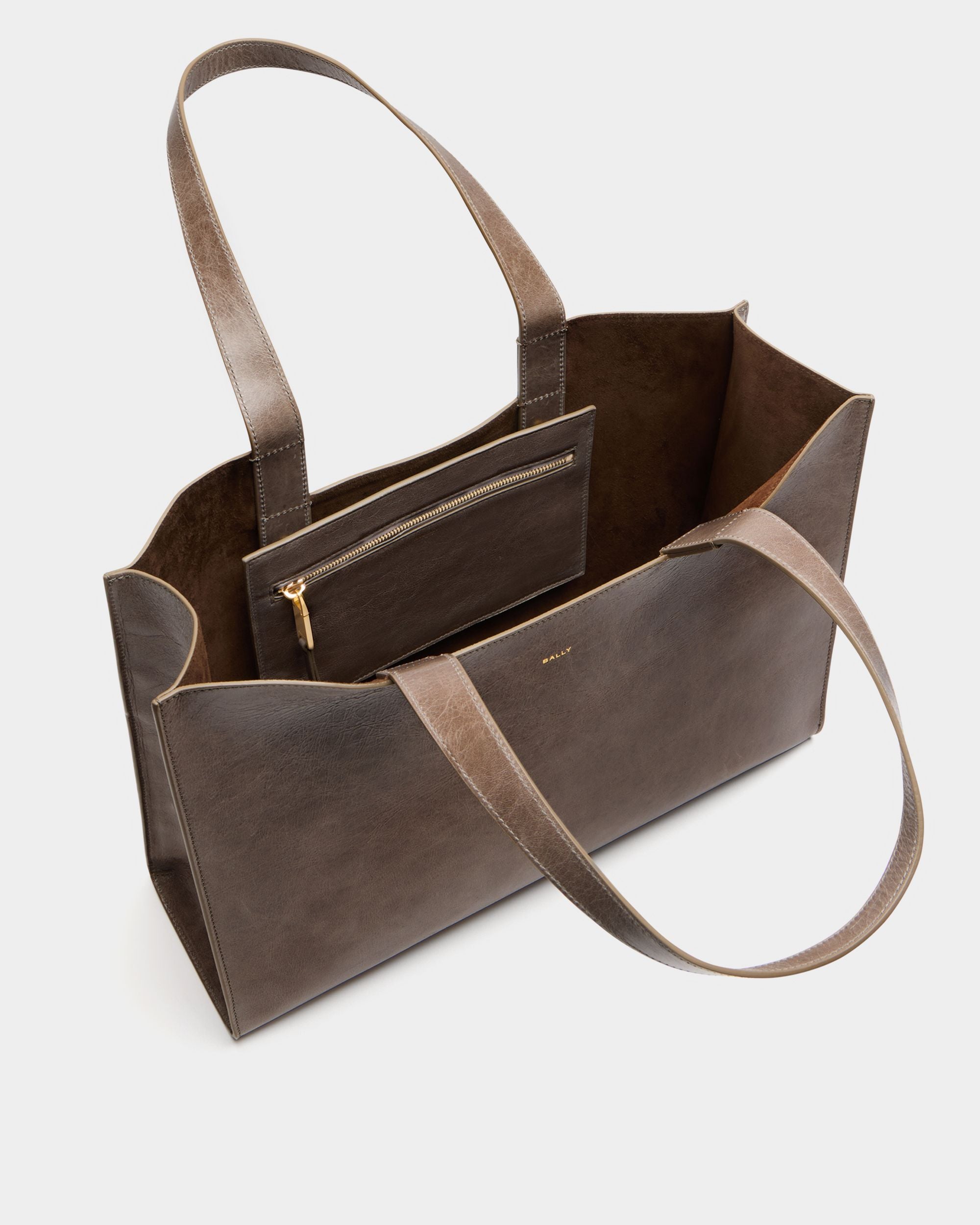 Easy Bally Tote Bag in Taupe Leather - Image 5
