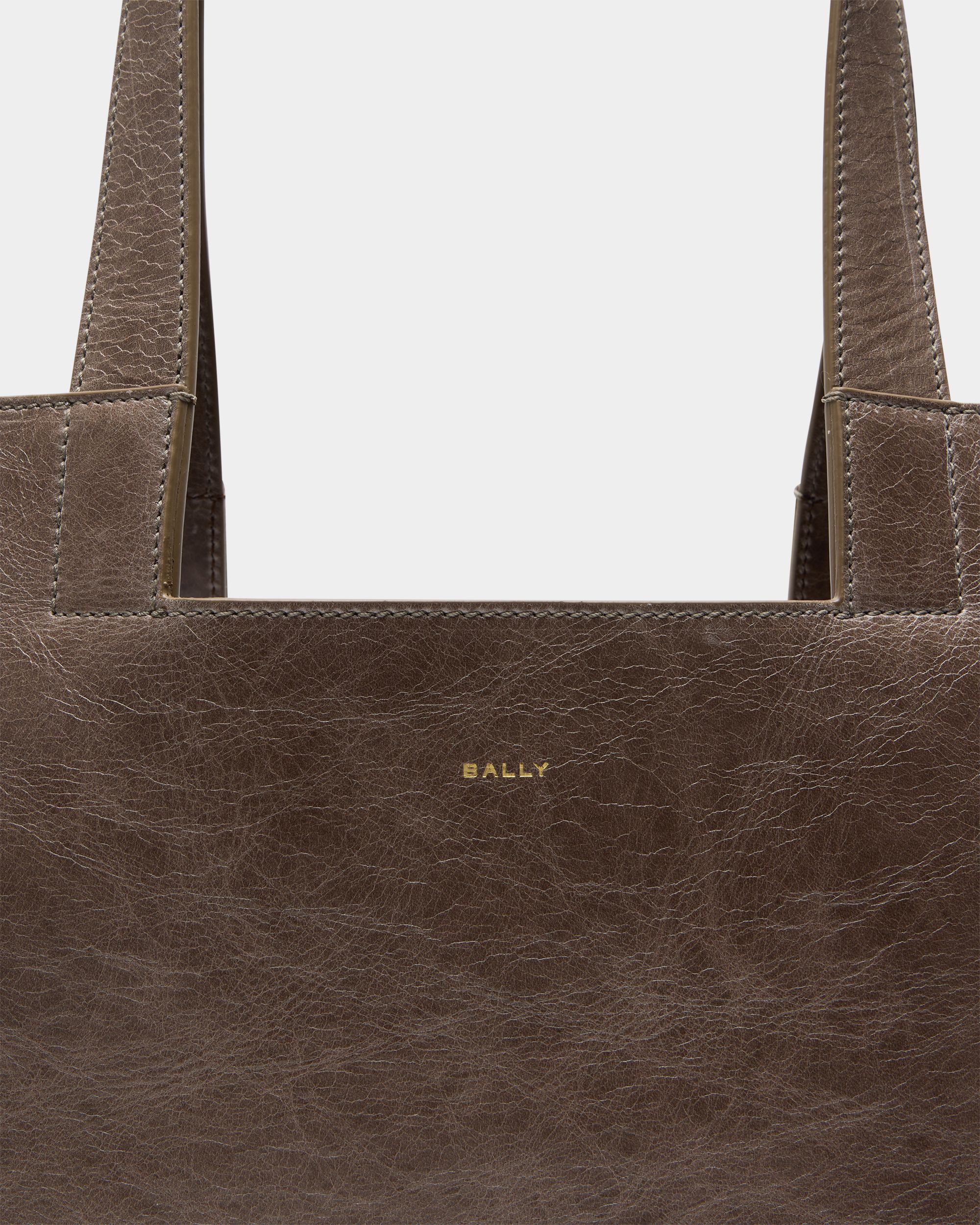 Easy Bally Tote Bag in Taupe Leather - Image 6