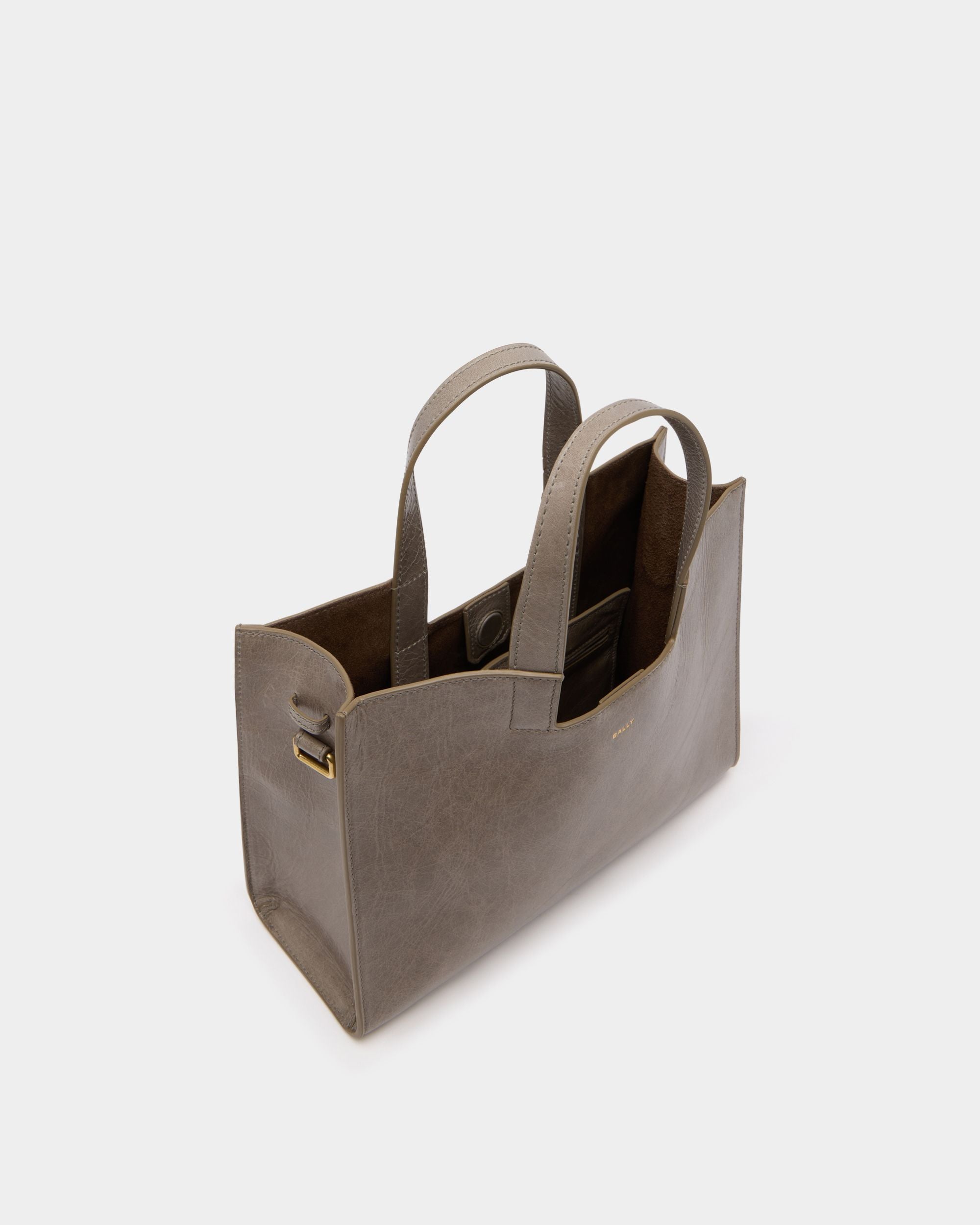 Easy Bally Tote Bag in Taupe Leather - Image 4