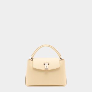 Lock Me Small Top Handle Bag in Ginger Grained Leather