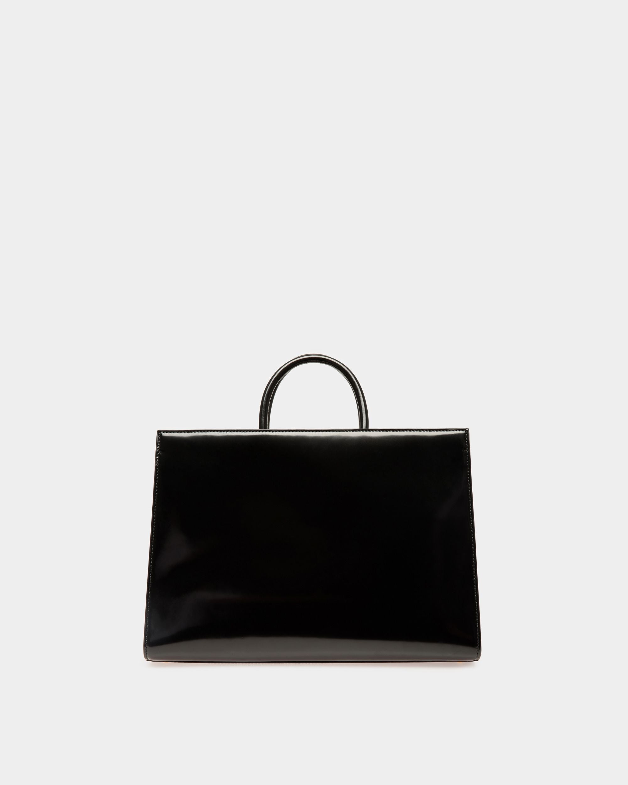 Emblem Tote Bag In Black Brushed Leather - Image 3