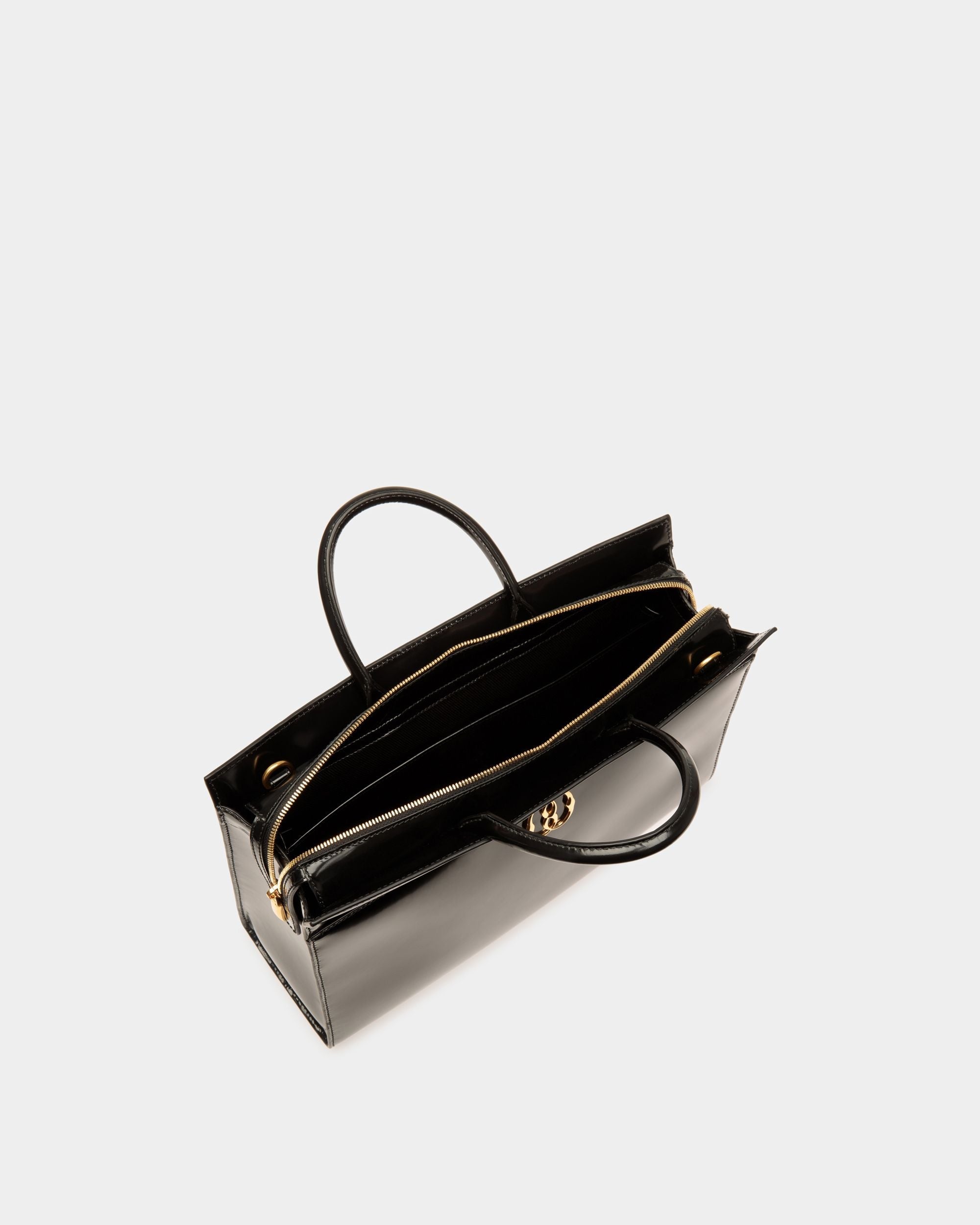 Emblem Tote Bag In Black Brushed Leather - Image 5