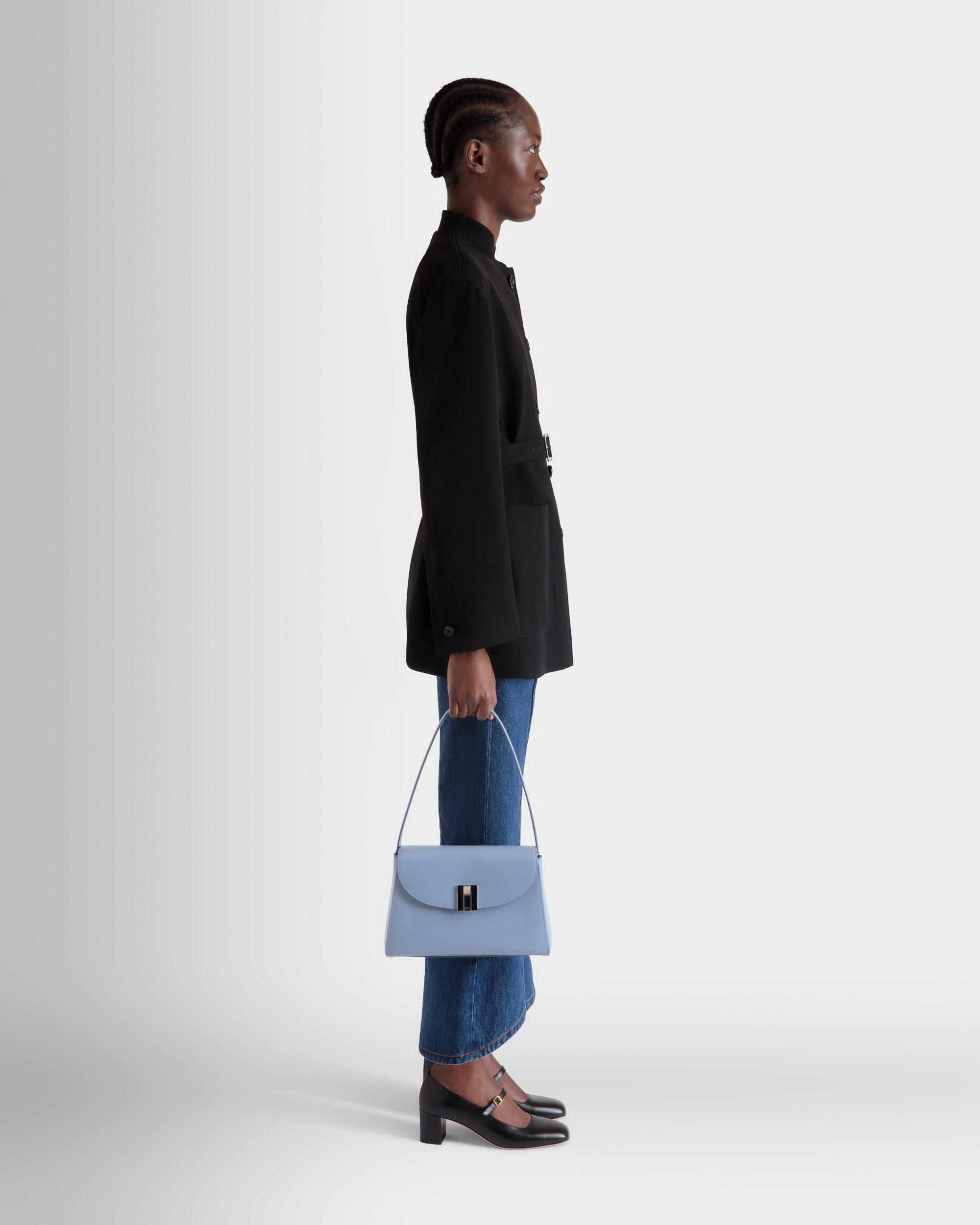 Ollam Shoulder Bag in Light Blue Leather - Image 2