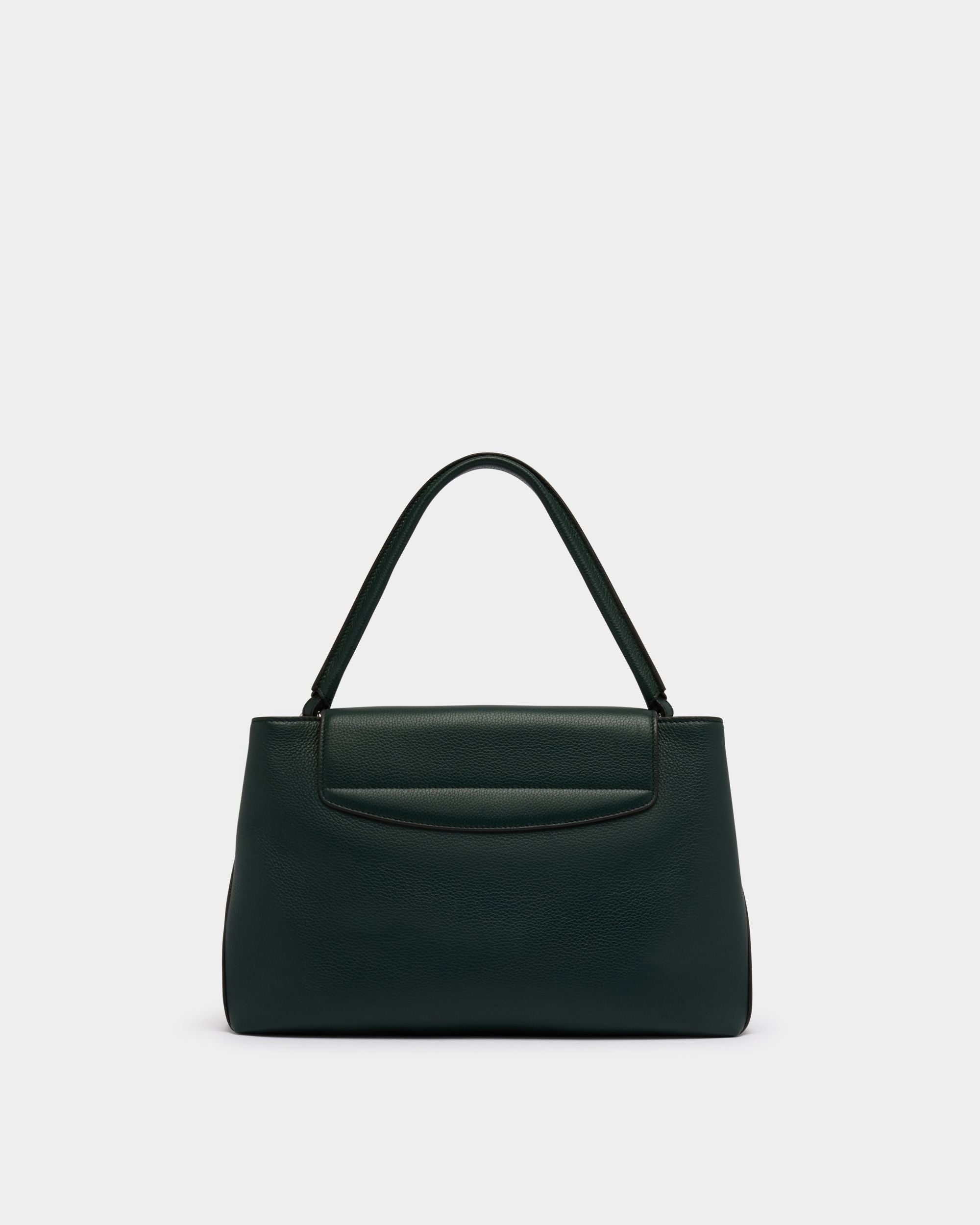 Lock Me Top Handle Bag in Marble Green Grained Leather - Image 3