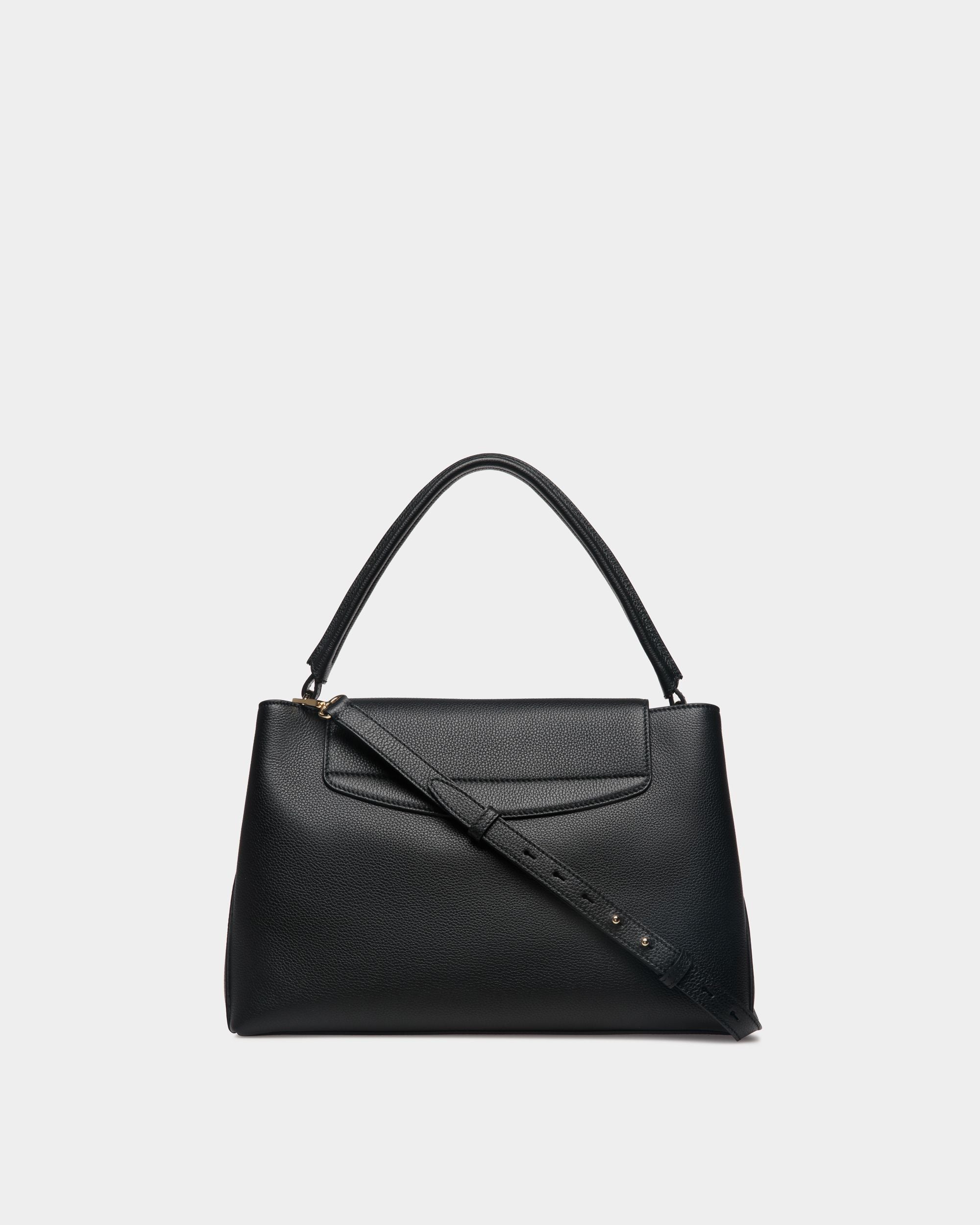 Lock Me Top Handle Bag In Black Grained Leather - Image 3