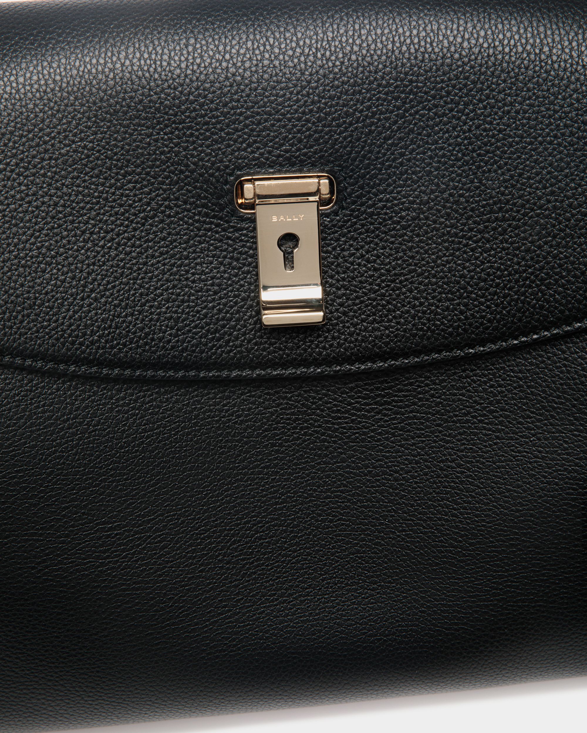 Lock Me Top Handle Bag In Black Grained Leather - Image 5