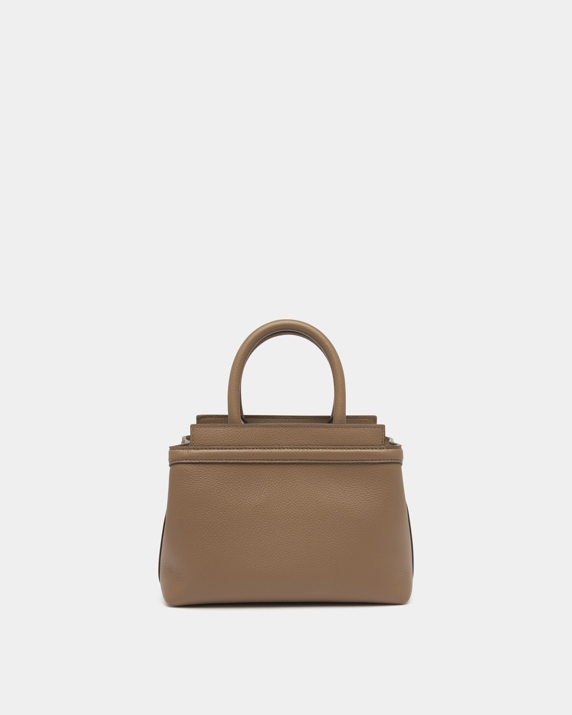 Deco Small Tote Bag in Taupe Grained Leather - Image 3