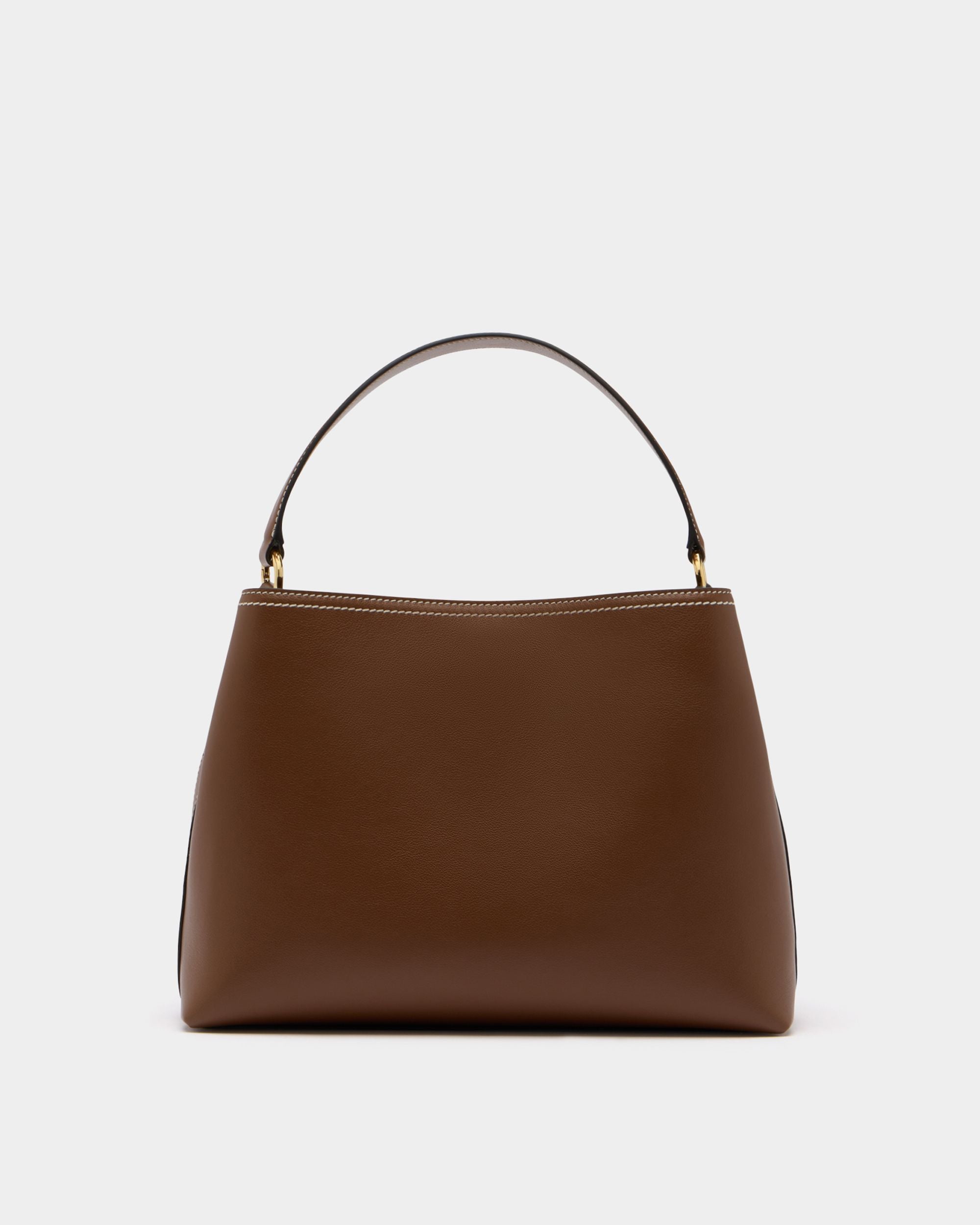 Lock Me Top Handle Bag in Brown Leather - Image 2
