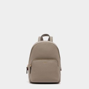 Mini Backpack in Taupe Grained Leather