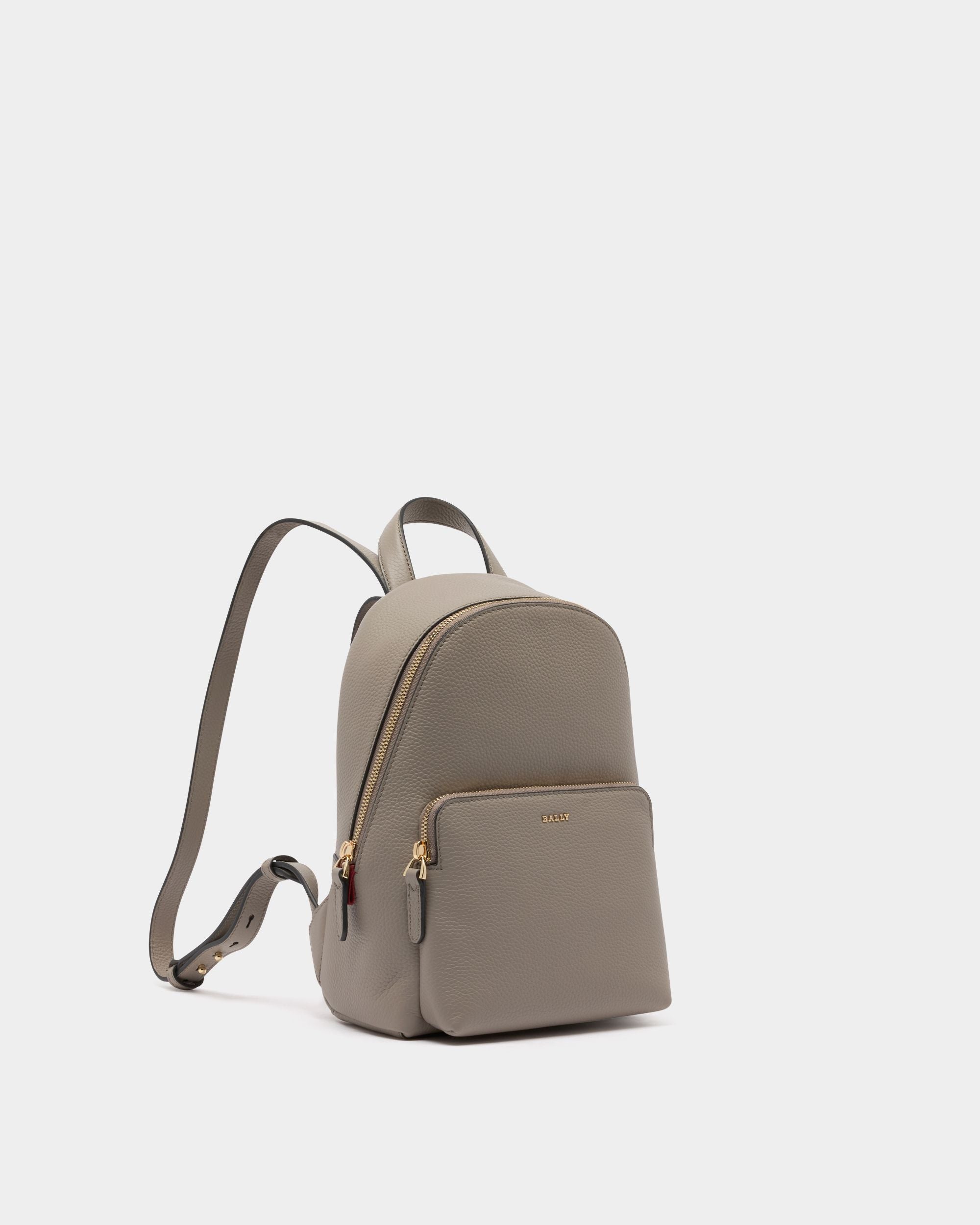 Mini Backpack in Taupe Grained Leather - Image 3