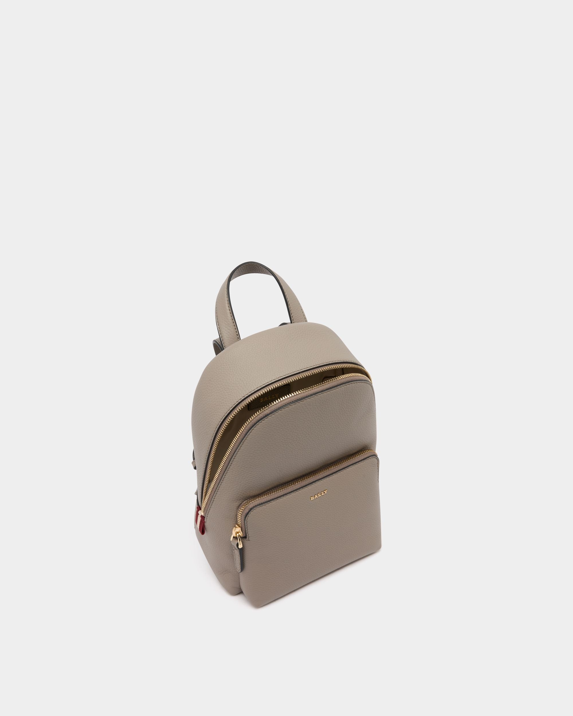 Mini Backpack in Taupe Grained Leather - Image 4