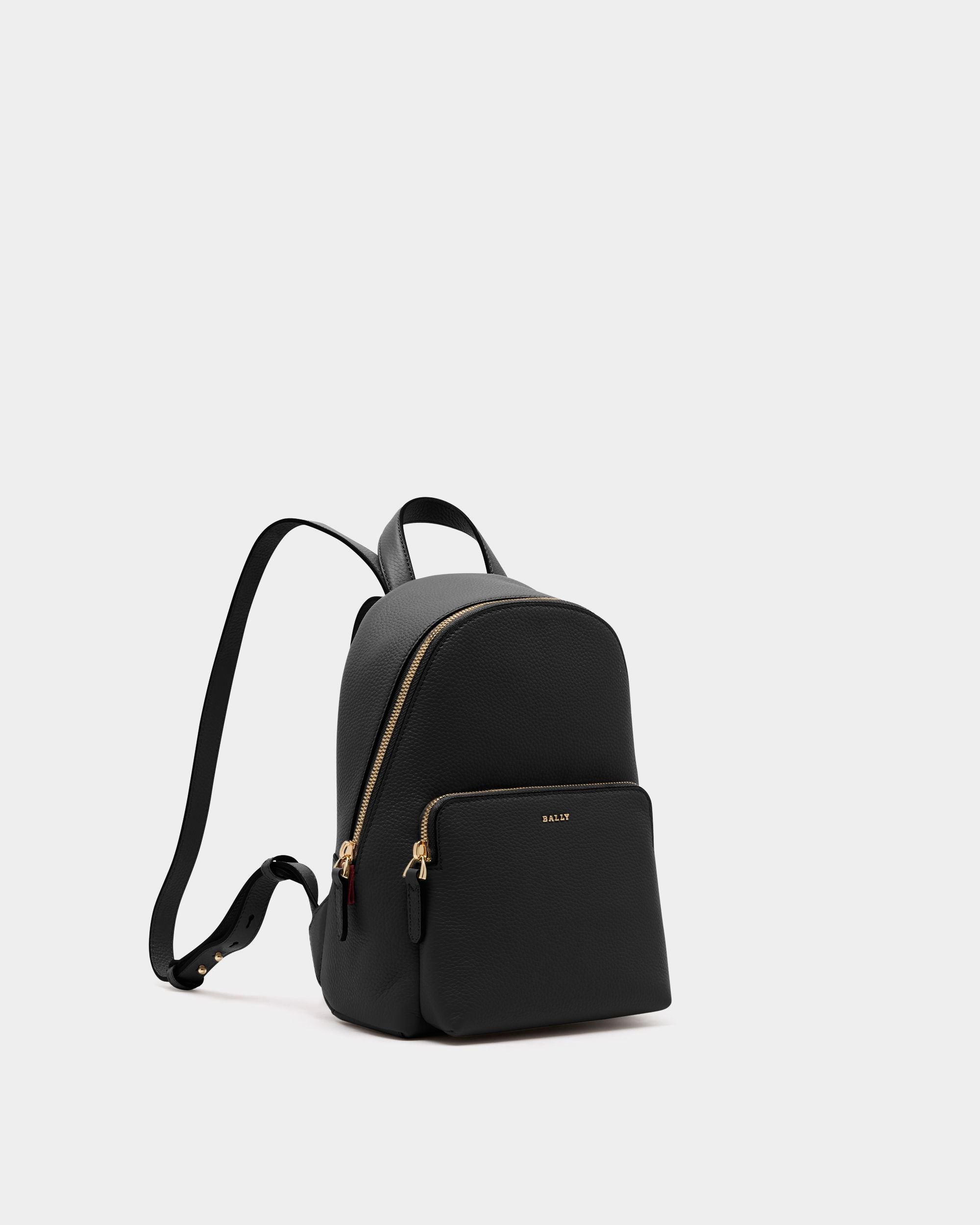 Mini Backpack in Black Grained Leather - Image 3