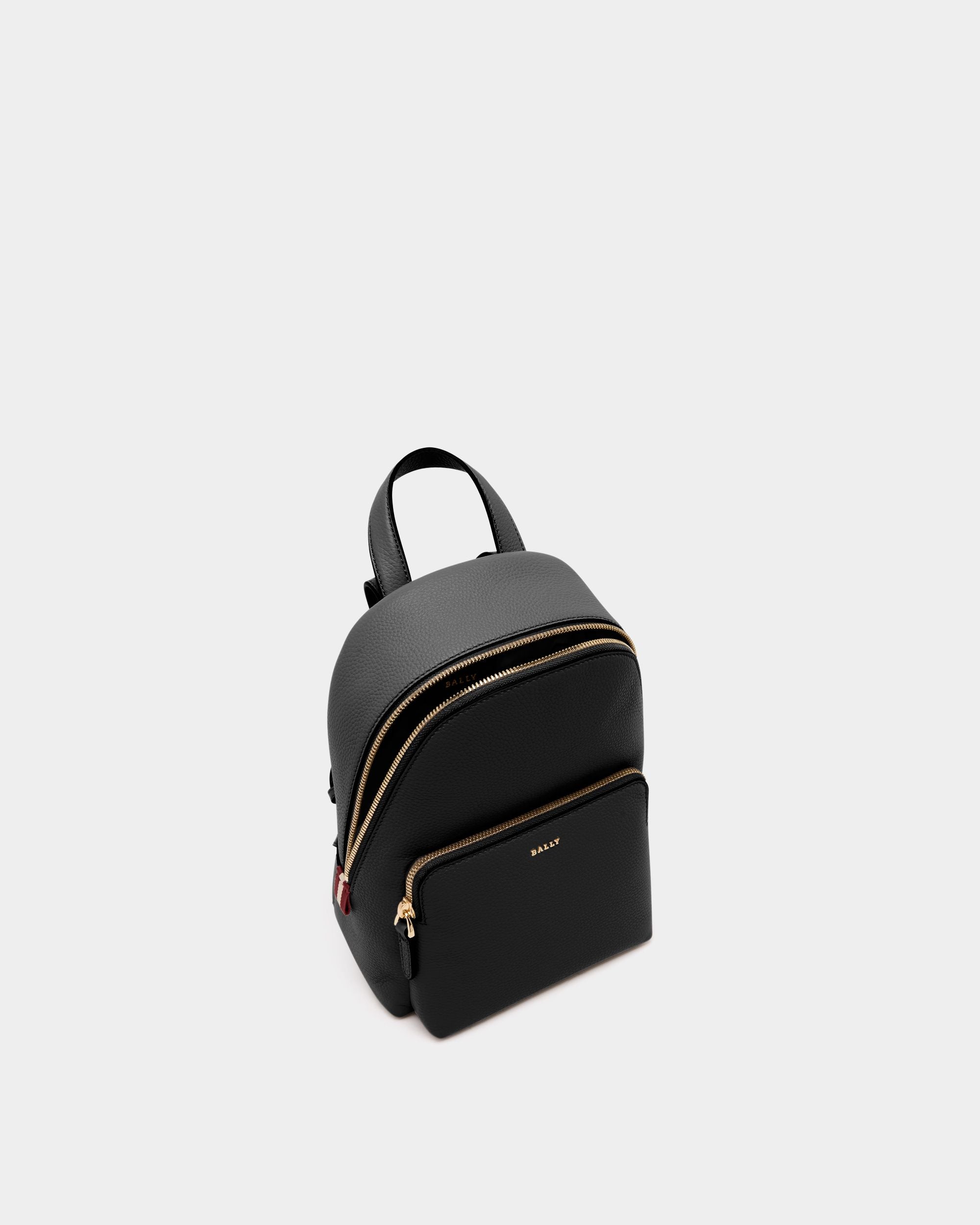 Mini Backpack in Black Grained Leather - Image 4