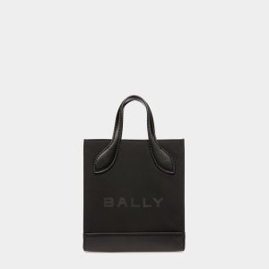 Bar Mini Tote Bag In Black Nylon And Leather