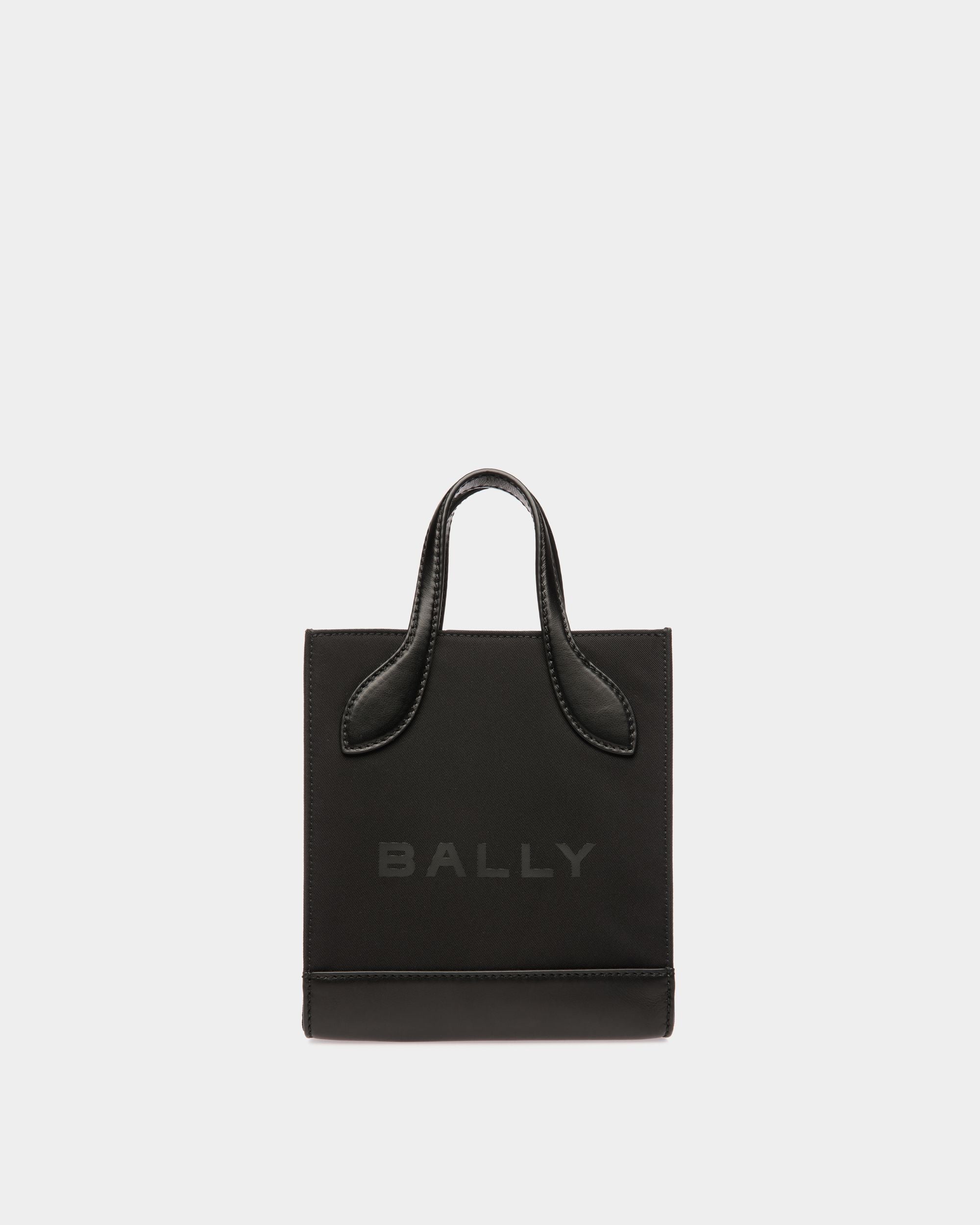 Bar Mini Tote Bag In Black Nylon And Leather
