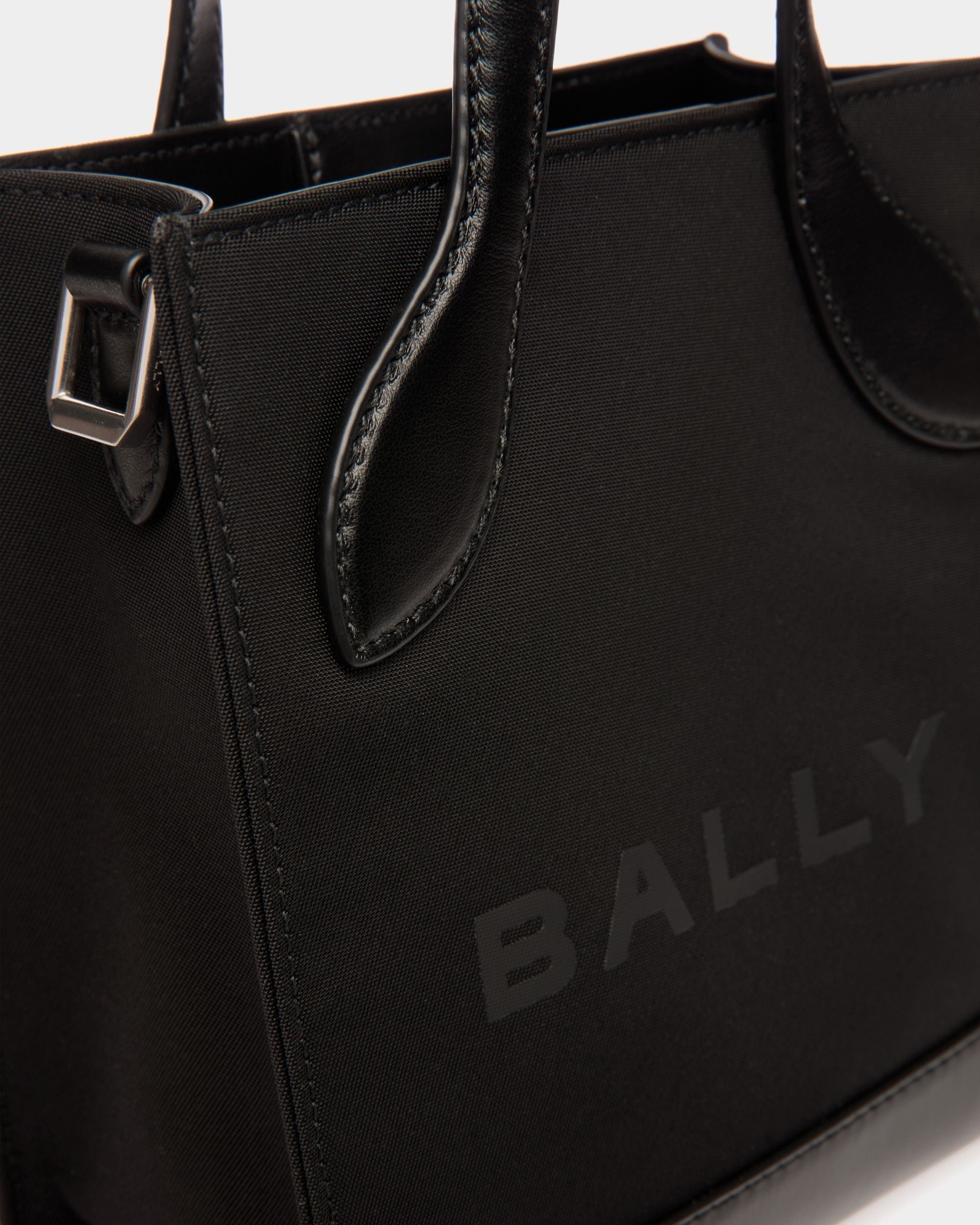 Bar Mini Tote Bag In Black Nylon And Leather - Image 5