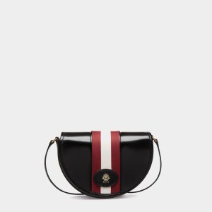 Signature Crossbody Bag in Black Leather With a Bally Ribbon