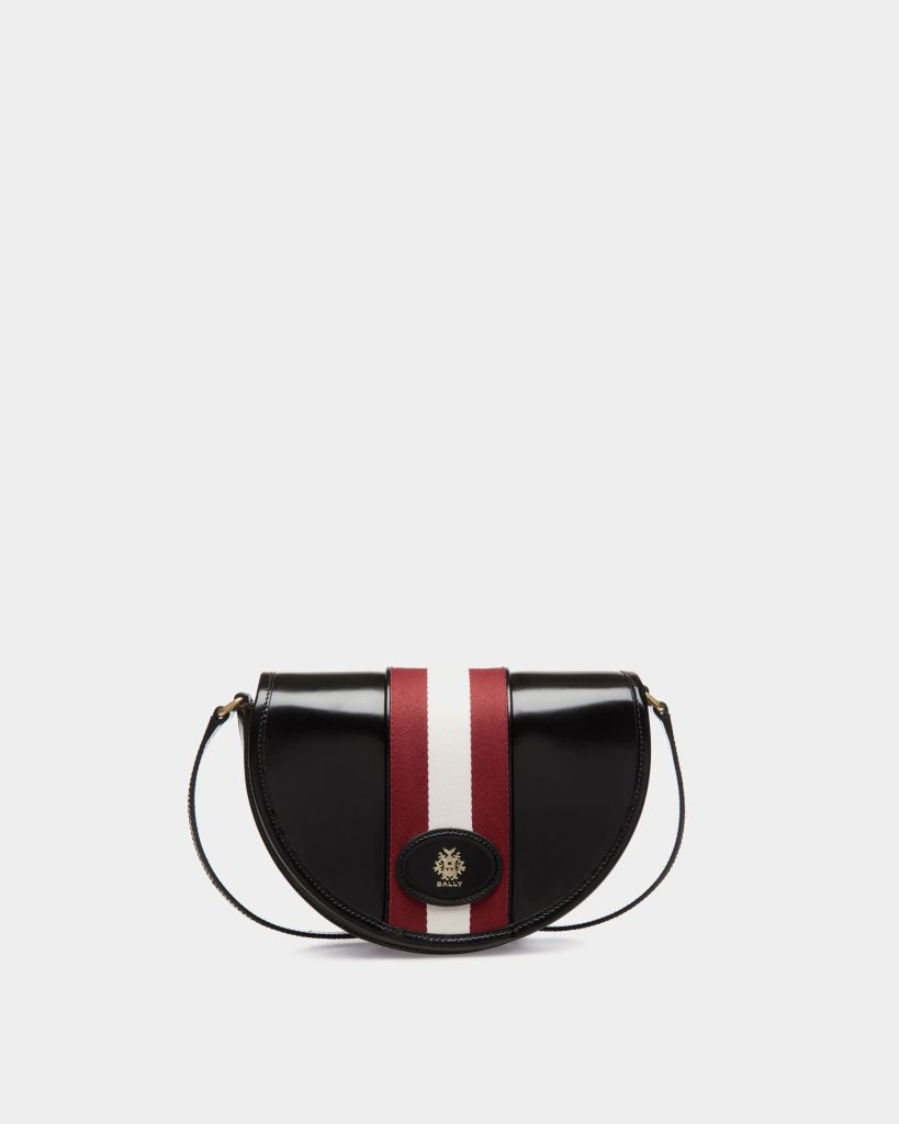 Signature Crossbody Bag in Black Leather With a Bally Ribbon