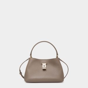 Lock Me Minibag in Taupe Grained Leather