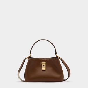 Lock Me Minibag in Brown Leather