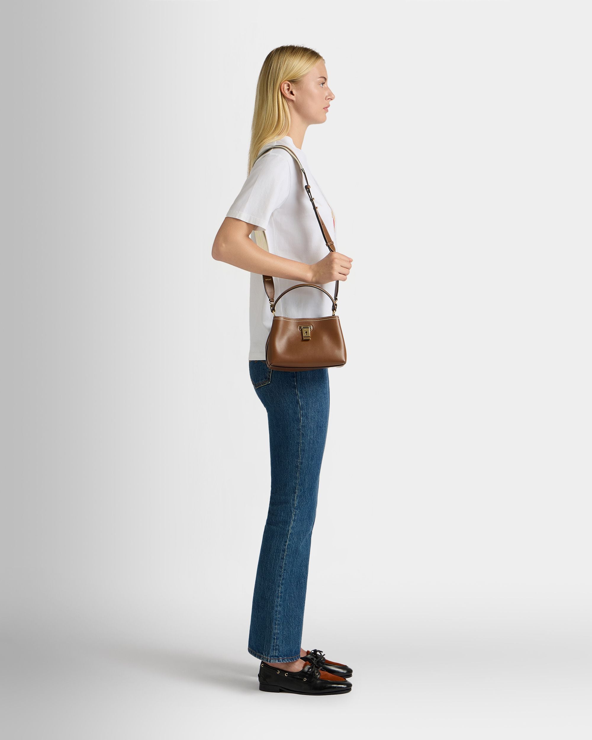 Lock Me Minibag in Brown Leather - Image 2