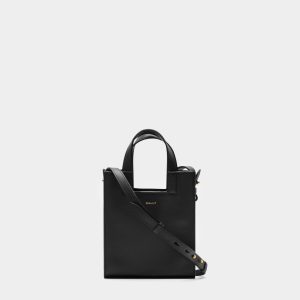 Easy Bally Small Tote Bag in Black Leather
