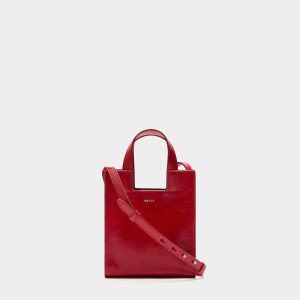 Easy Bally Small Tote Bag in Red Leather