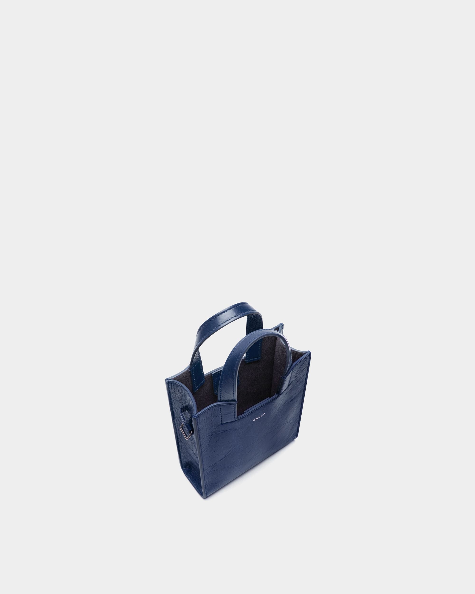 Easy Bally Small Tote Bag in Navy Blue Leather - Image 5