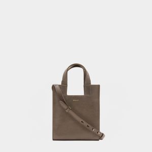 Easy Bally Small Tote Bag in Taupe Leather