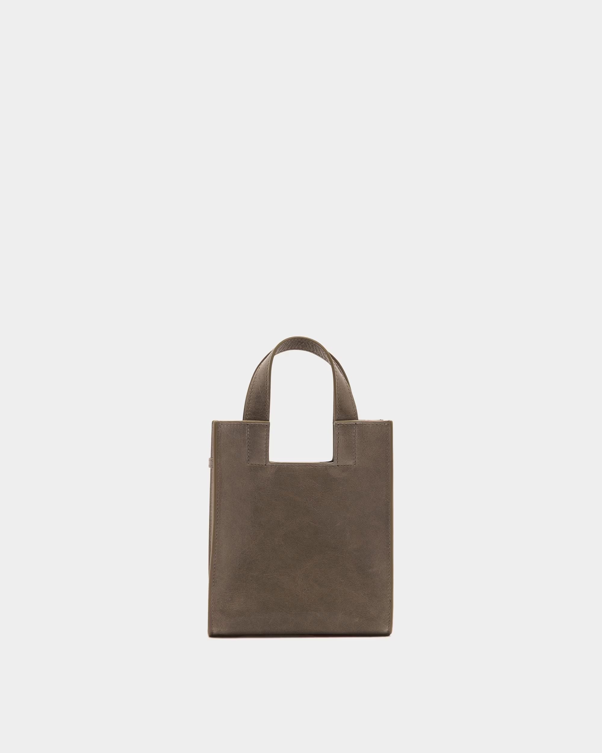 Easy Bally Small Tote Bag in Taupe Leather - Image 3